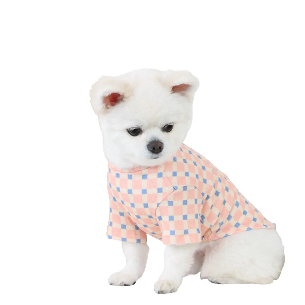 R logo Dogs Clothes Checked patterned Casual Cute Comfortable Clothing Sweaters Korean Designers Apparel Outfits Pastel Colours 