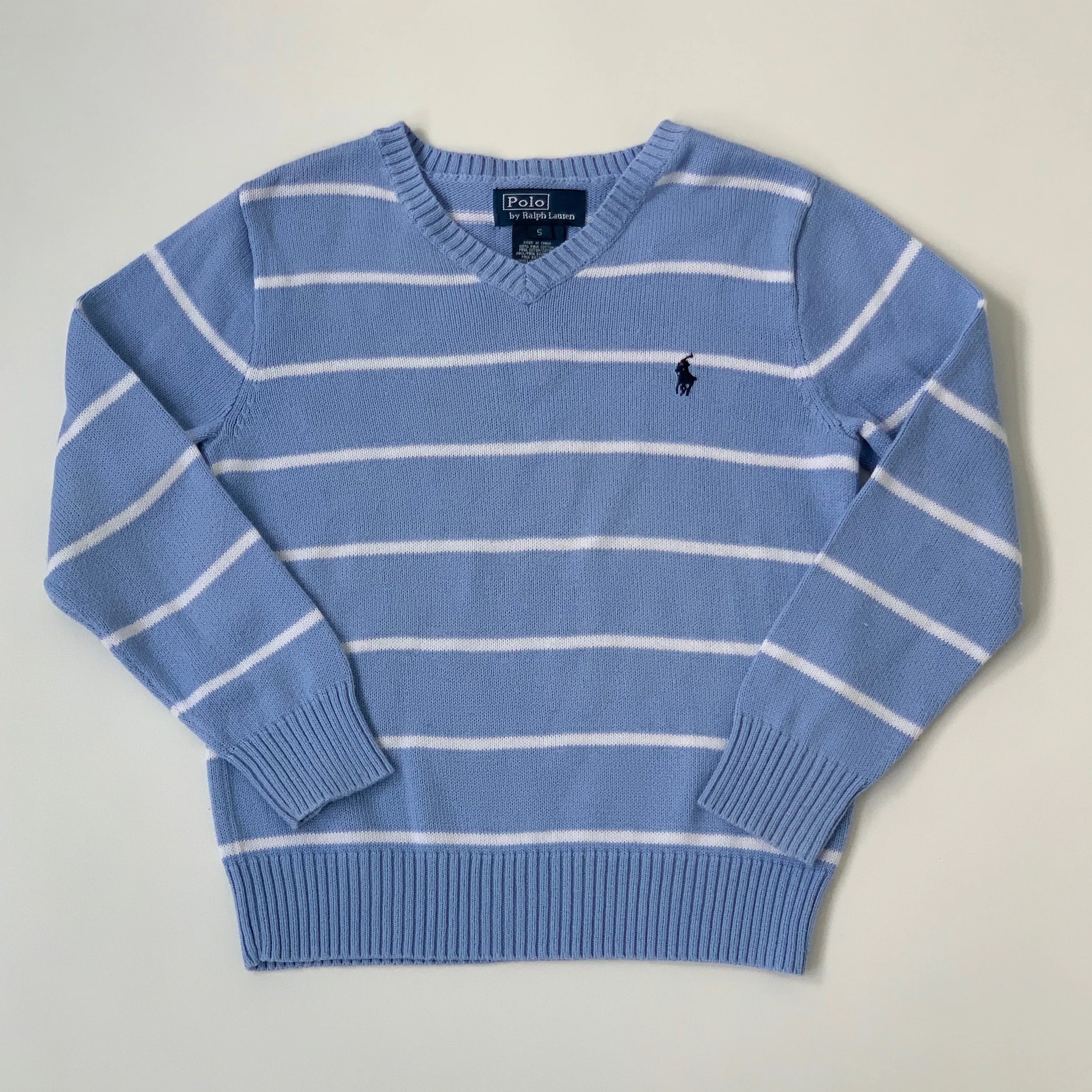 Ralph Lauren Blue And White Stripe Cotton Jumper: 5 Years