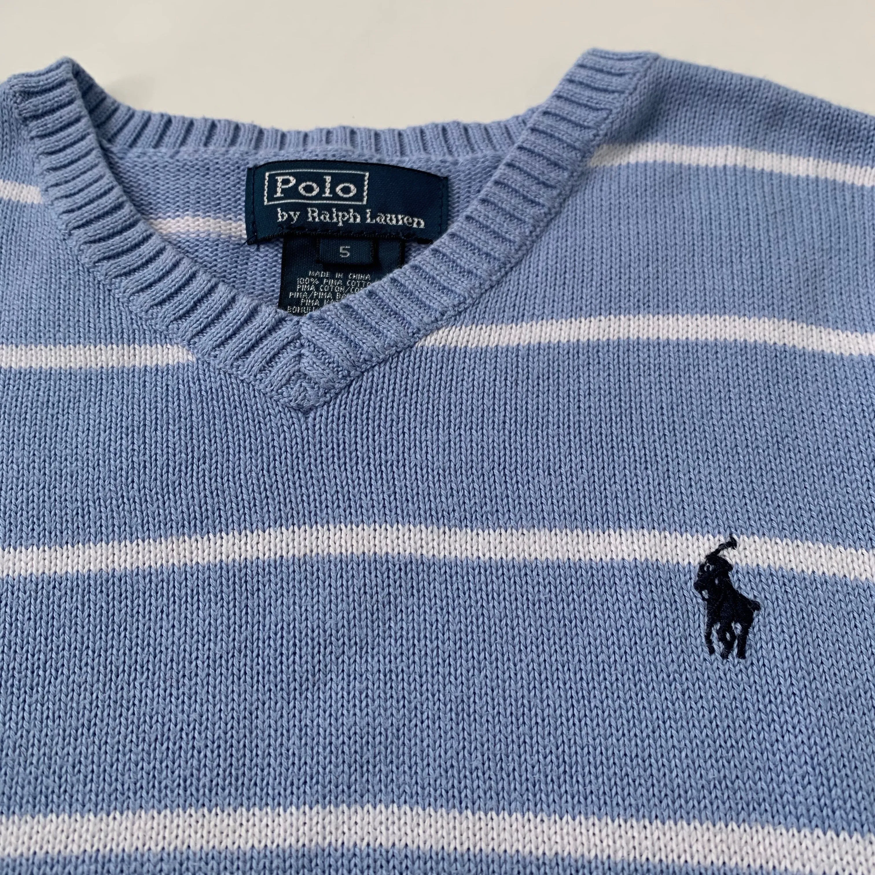 Ralph Lauren Blue And White Stripe Cotton Jumper: 5 Years