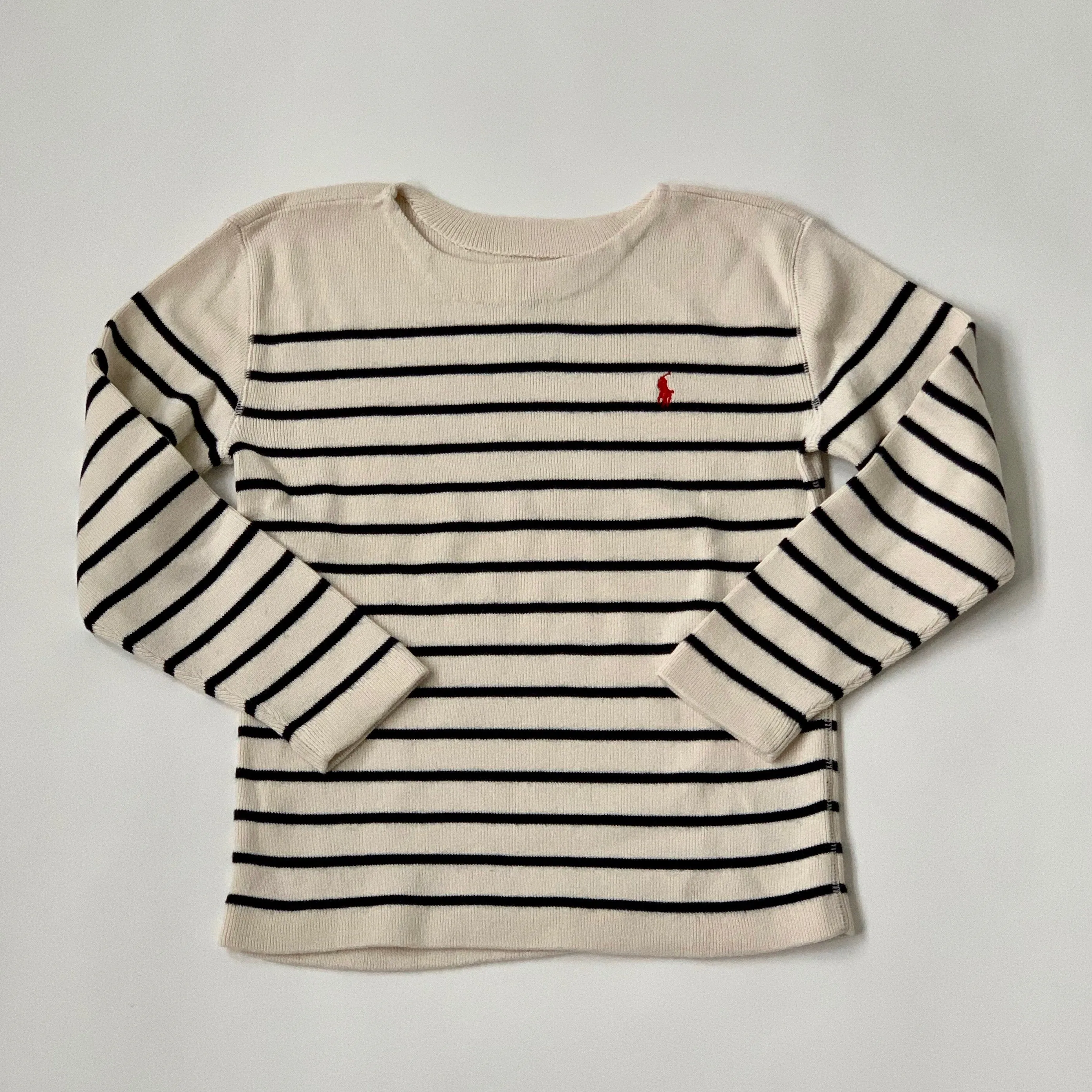 Ralph Lauren Cream And Navy Stripe Cotton/ Cashmere Mix Jumper: 7 Years