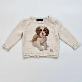 Ralph Lauren Cream Dog Intarsia Jumper: 9 Months