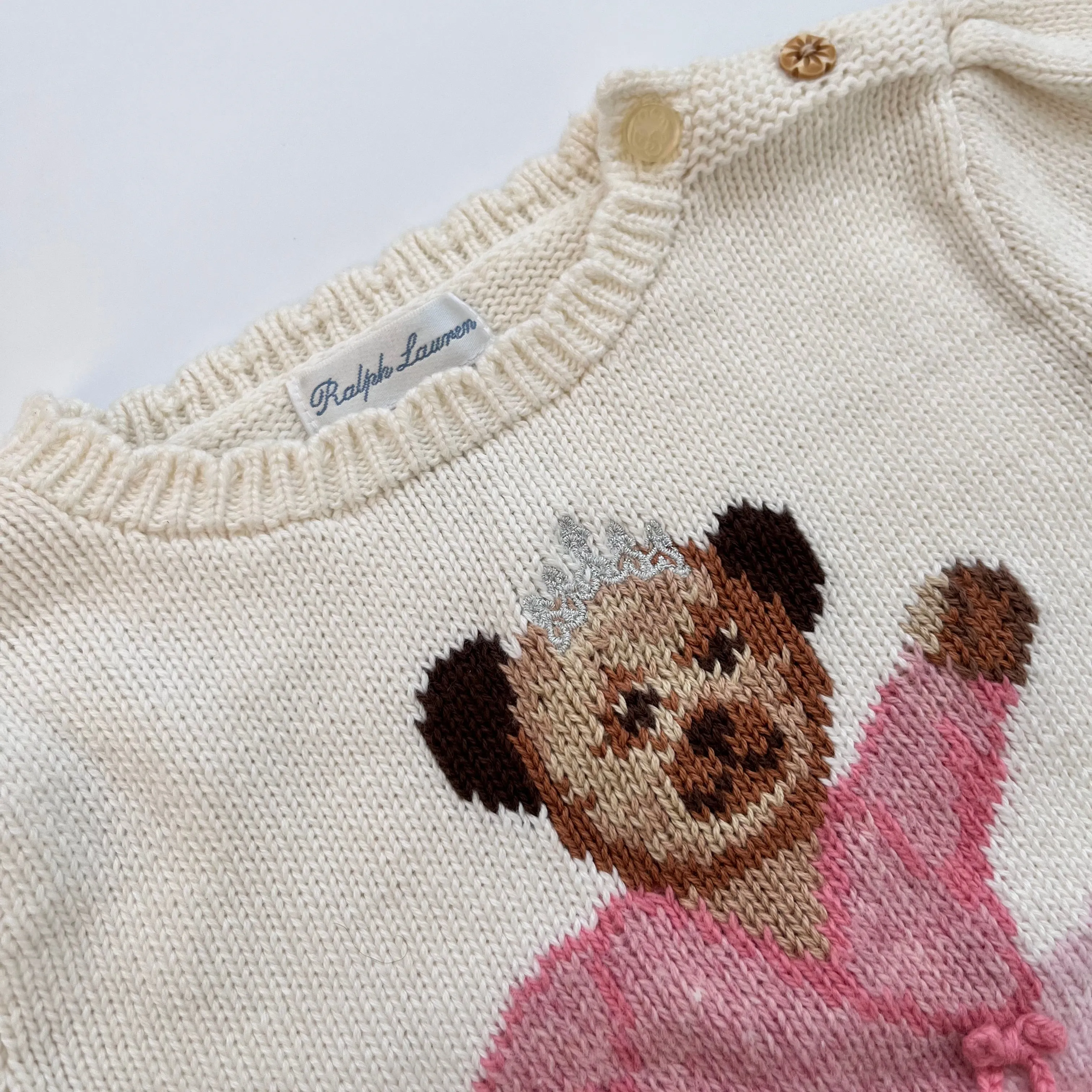 Ralph Lauren Cream Polo Bear Ballerina Jumper: 9 Months