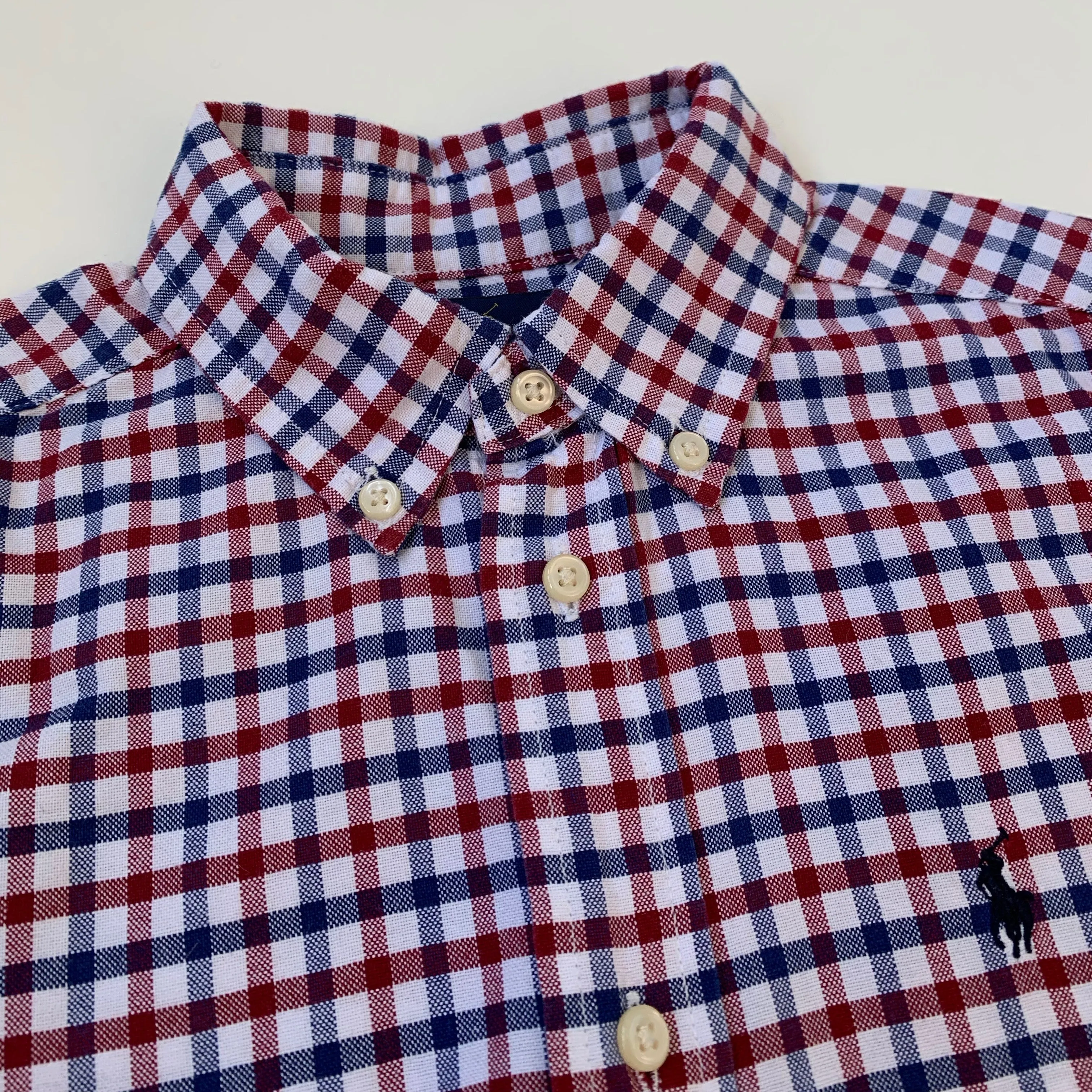 Ralph Lauren Navy And Maroon Check Shirt: 6 Years