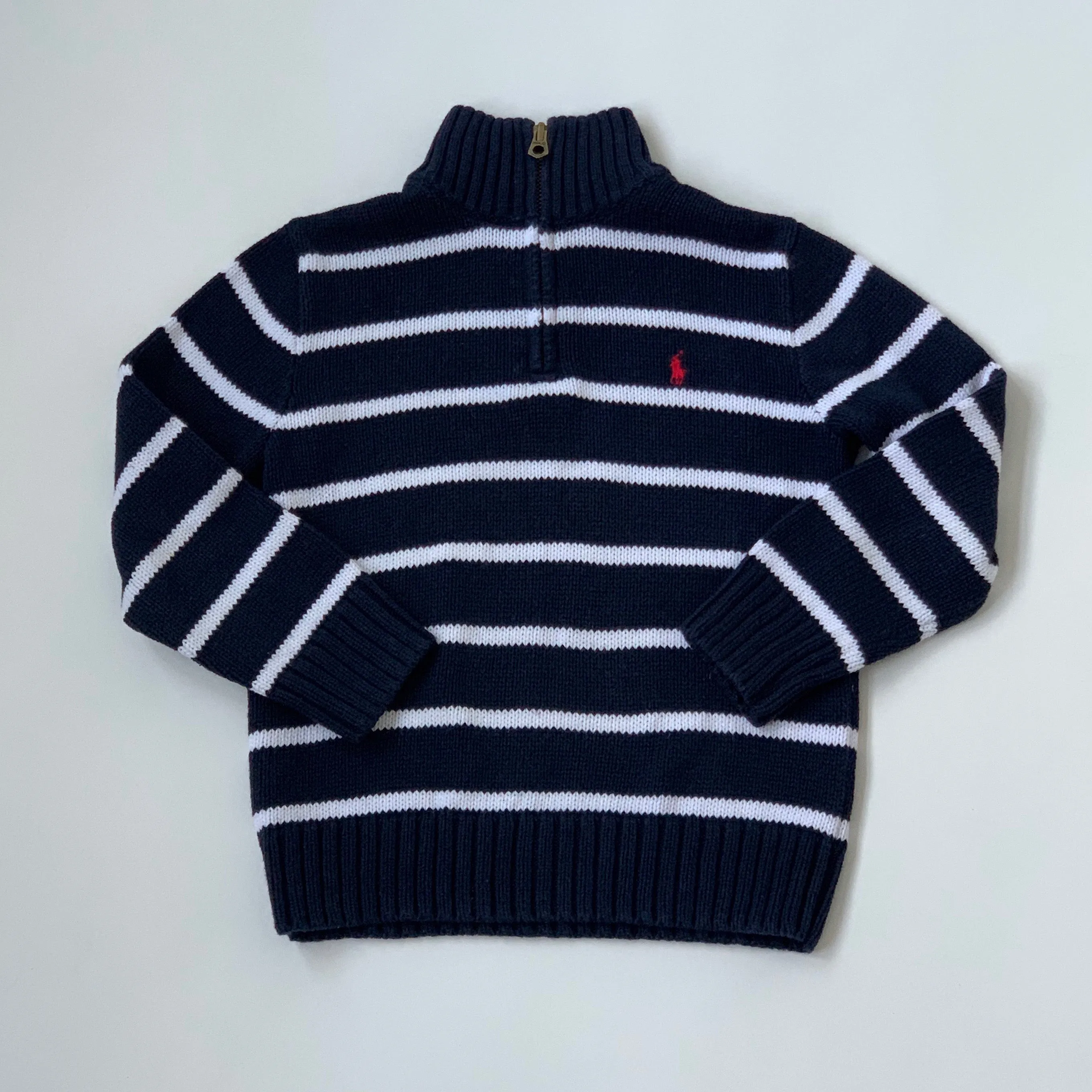 Ralph Lauren Navy And White Stripe Jumper With Zip: 6 Years