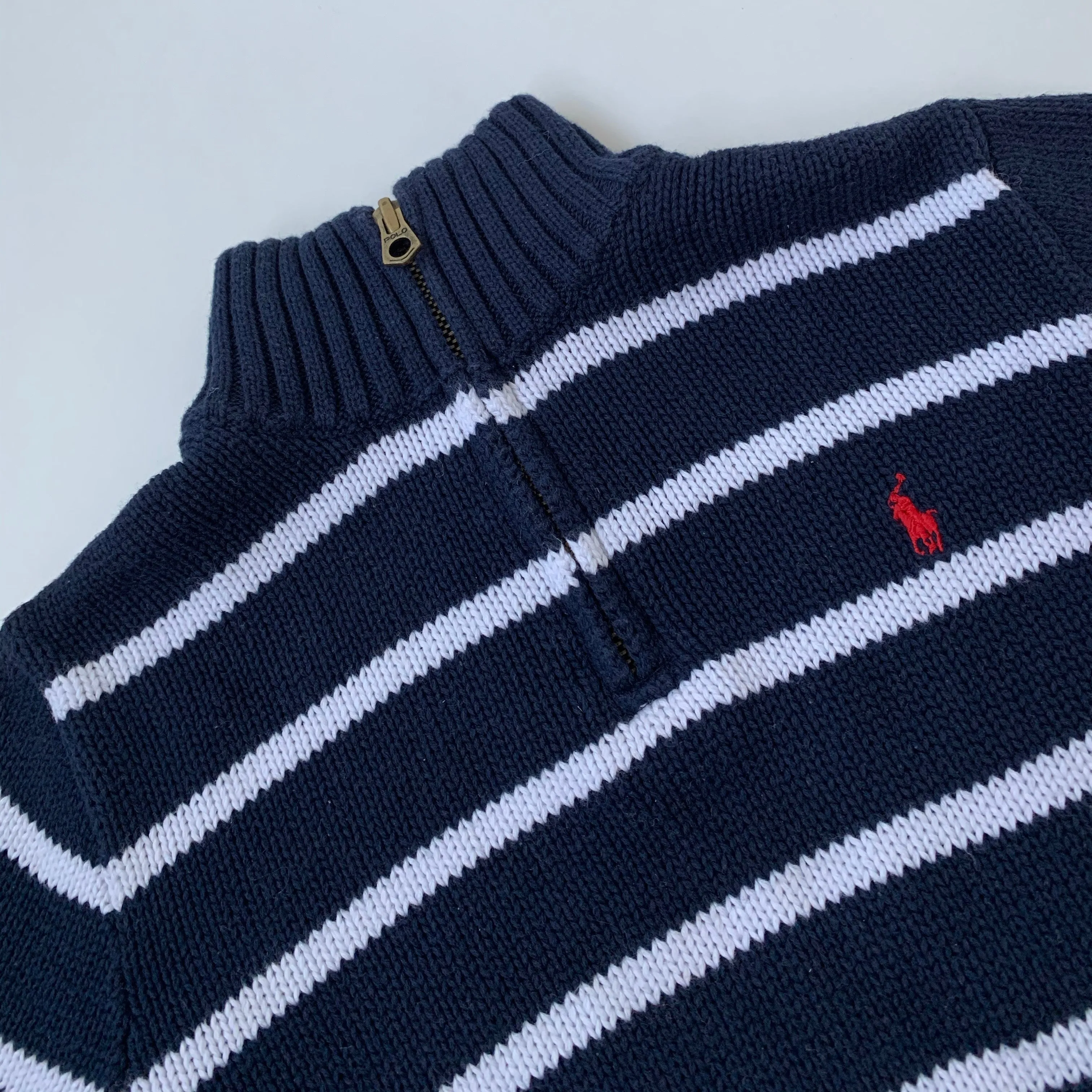 Ralph Lauren Navy And White Stripe Jumper With Zip: 6 Years