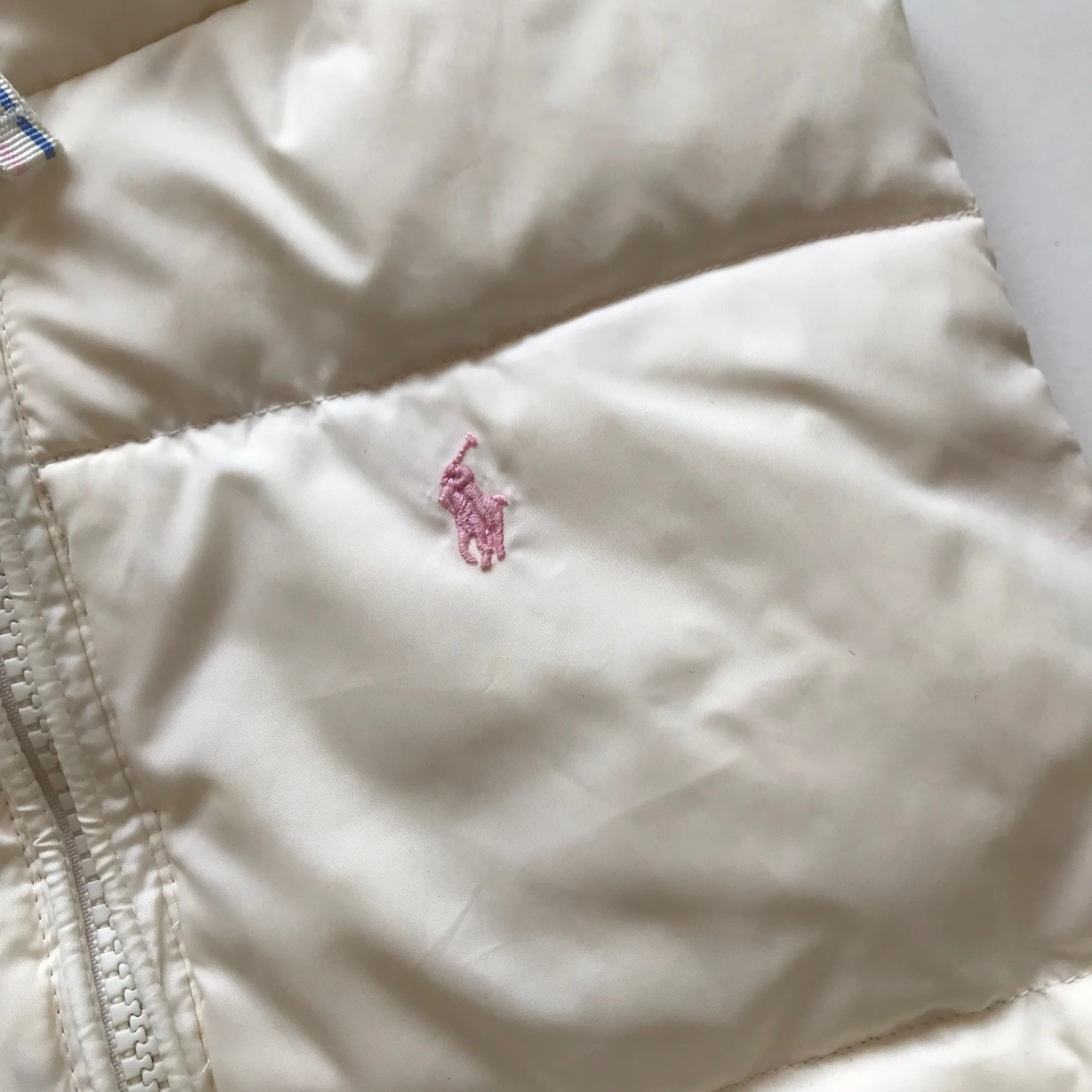 Ralph Lauren Pink & White Down Filled Reversible Gilet