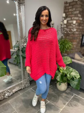 Raspberry Loose Weave Jumper Juliet