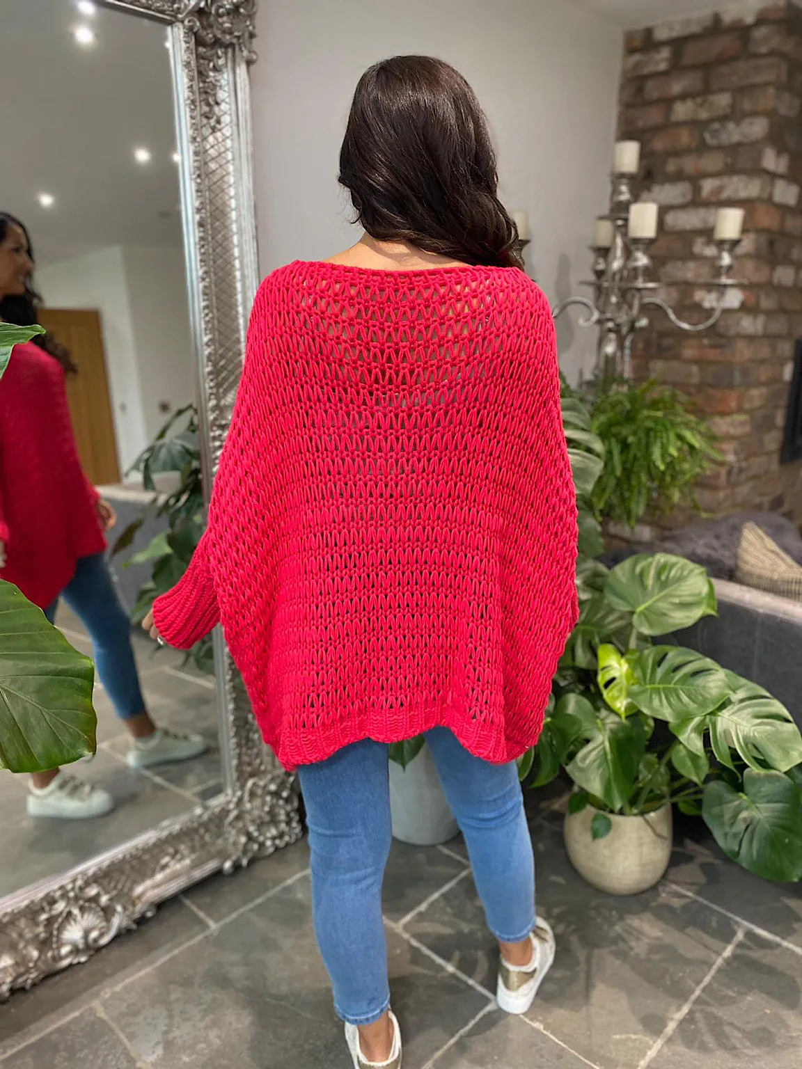 Raspberry Loose Weave Jumper Juliet