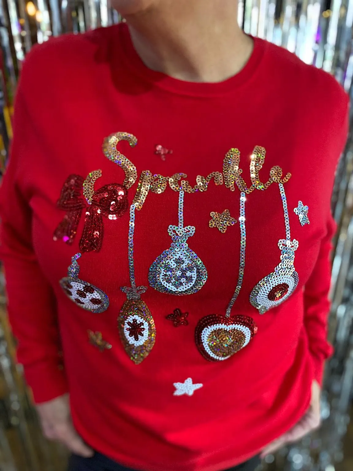 Red Sparkle Sequin Jumper Abbie