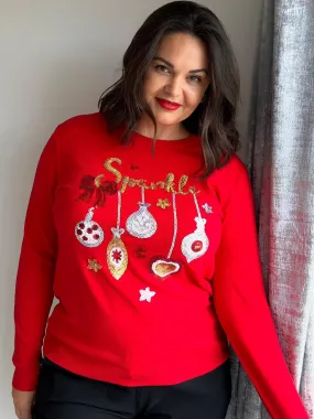 Red Sparkle Sequin Jumper Abbie