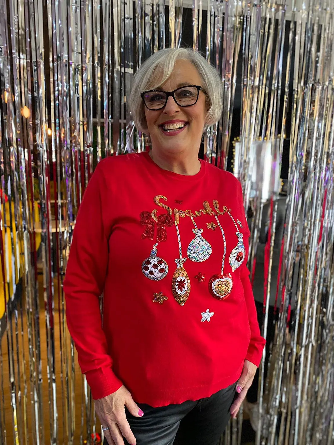 Red Sparkle Sequin Jumper Abbie