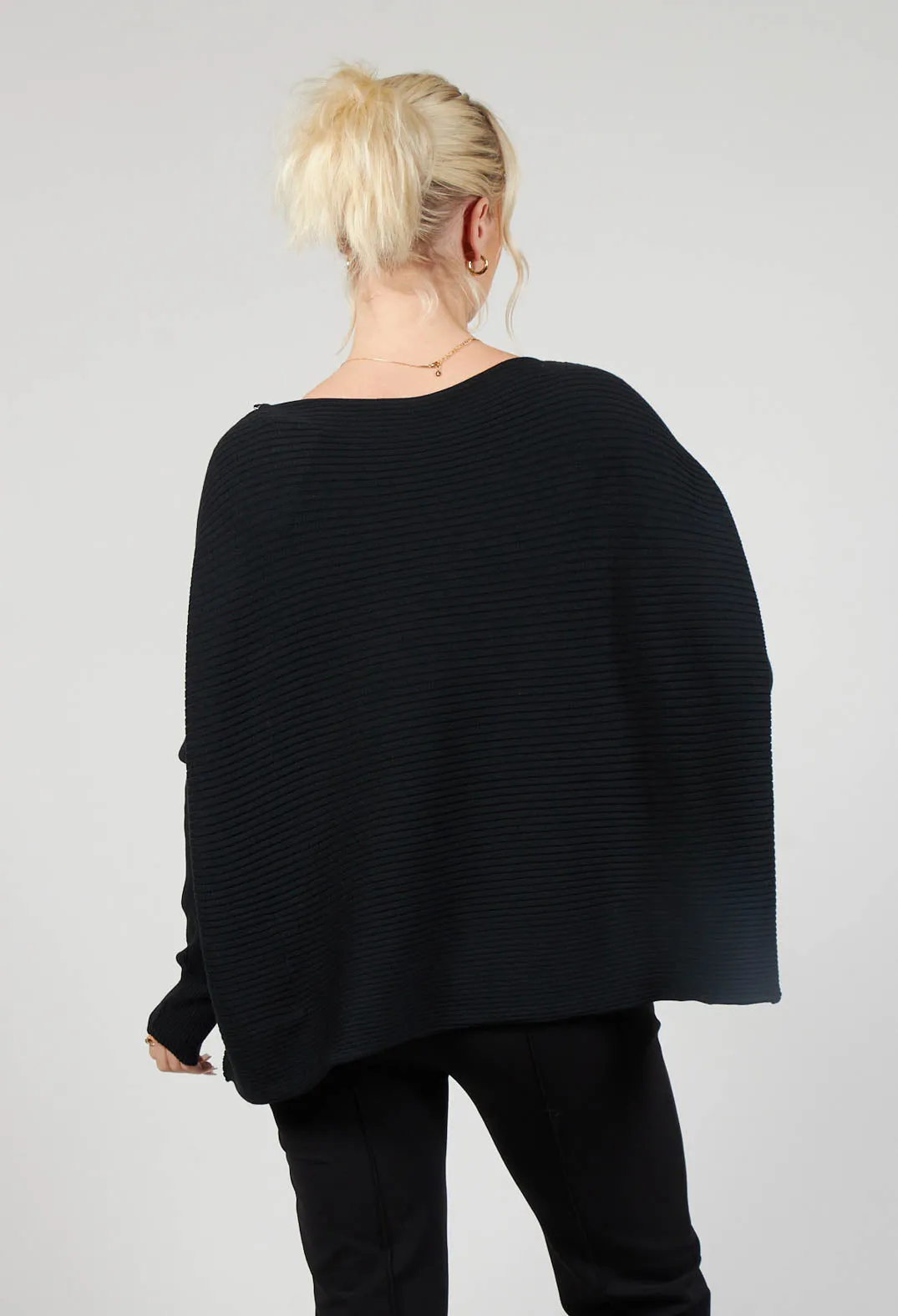 Ribbed Drop Shoulder Jumper in Black