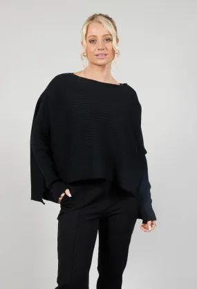 Ribbed Drop Shoulder Jumper in Black