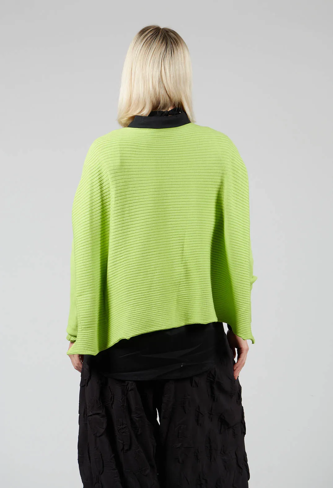 Ribbed Drop Shoulder Jumper in Neon Green