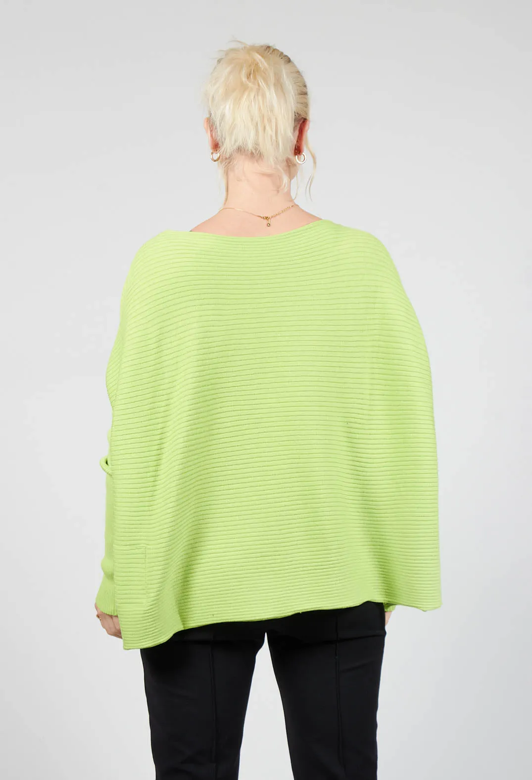 Ribbed Drop Shoulder Jumper in Neon Green