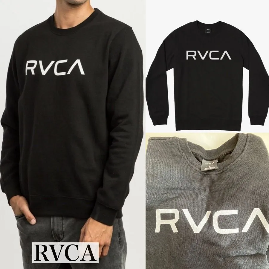 RVCA  |Crew Neck Pullovers Long Sleeves Cotton Logo Sweatshirts