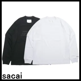 sacai  |Crew Neck Unisex Long Sleeves Cotton Long Sleeve T-shirt