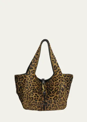 Saint Laurent Bea YSL Leopard-Print Tote Bag in Calf Hair and Leather