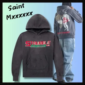 Saint Mxxxxxx  |Pullovers Street Style Collaboration Long Sleeves Cotton