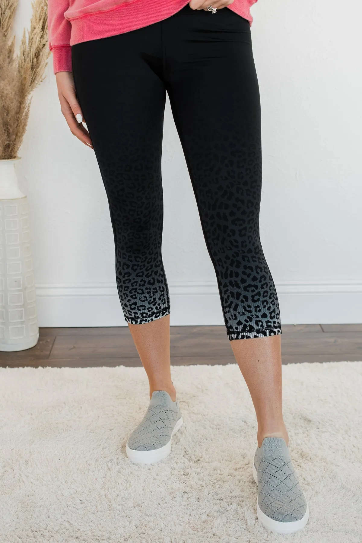 Set In My Ways Ombre Leopard Leggings- Black