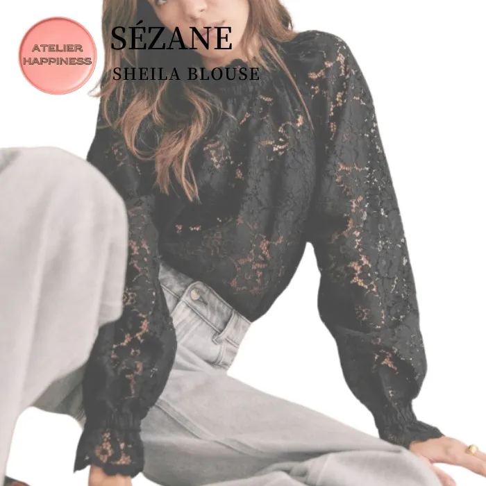 SEZANE  |Flower Patterns Casual Style Long Sleeves Plain Cotton