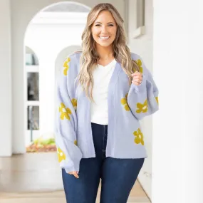 Spring Blooms Cardigan, Chambray