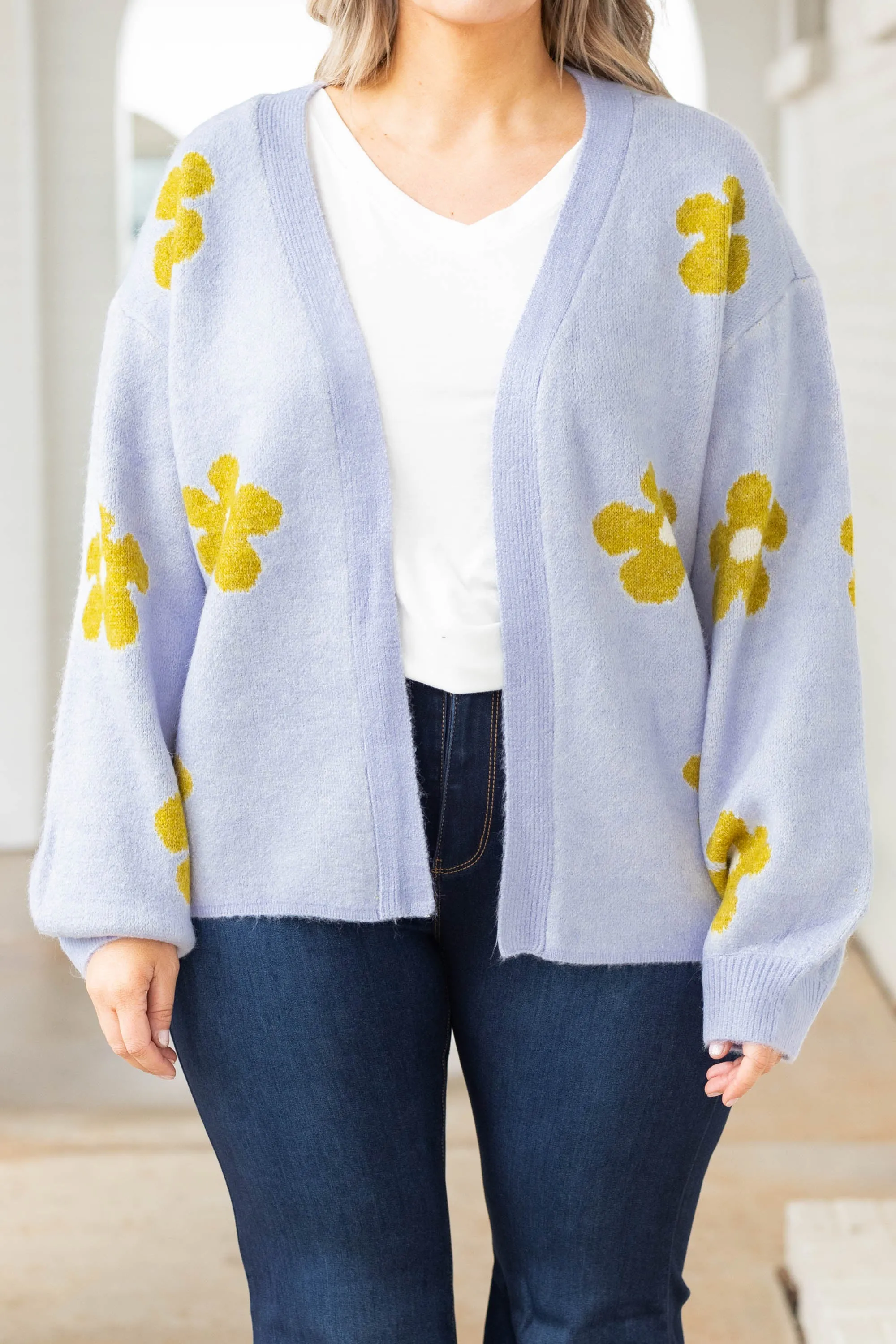 Spring Blooms Cardigan, Chambray