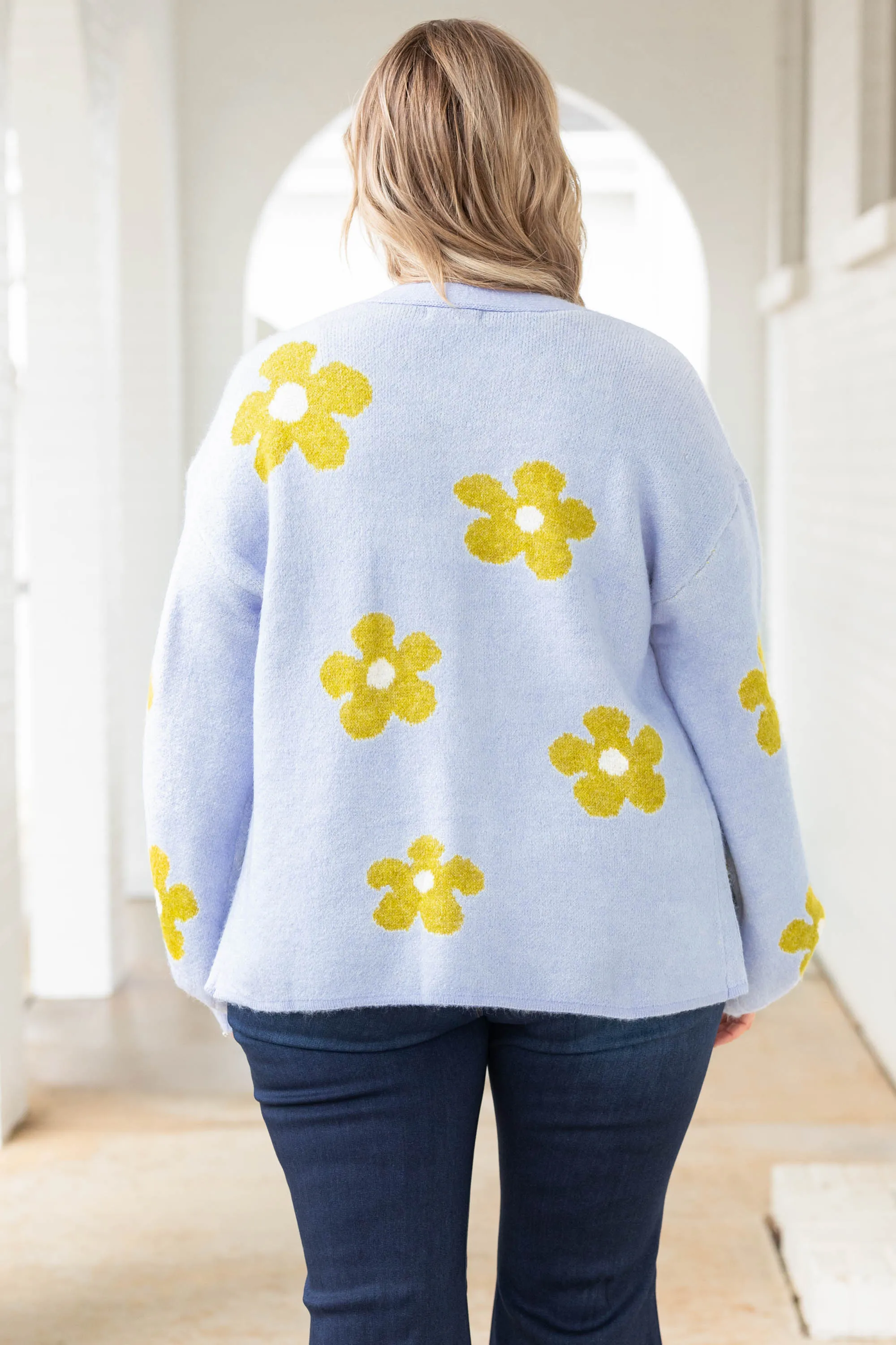 Spring Blooms Cardigan, Chambray