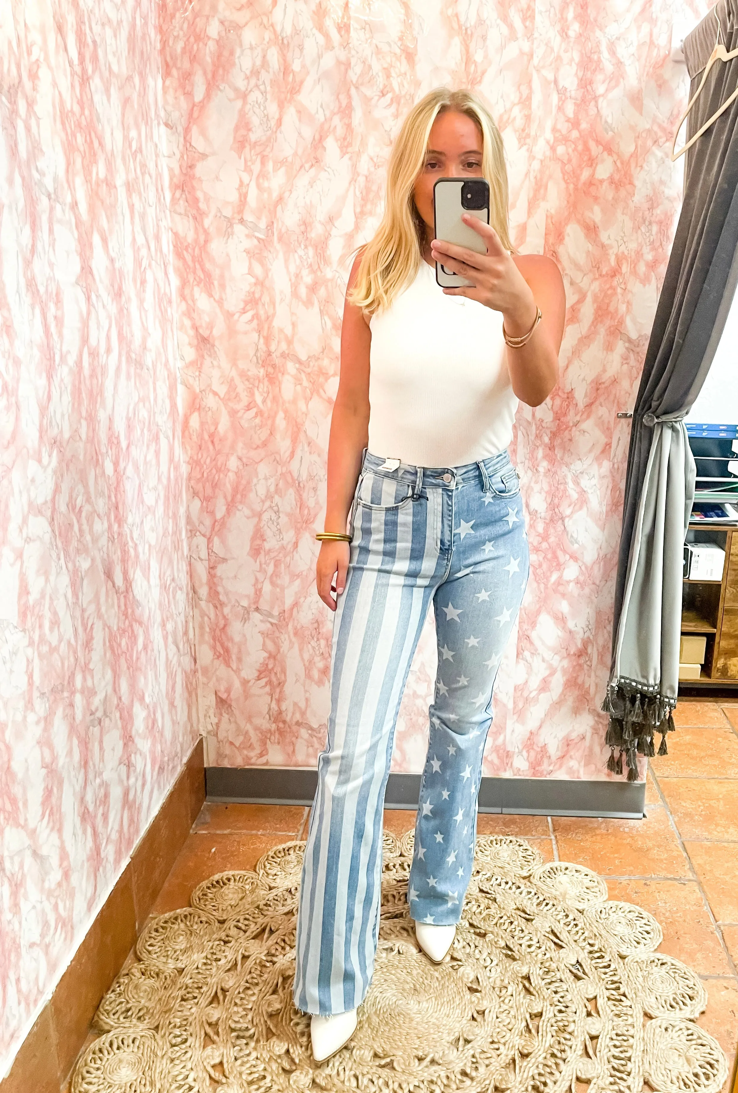 Stars & Stripes Bleach Flare Jeans