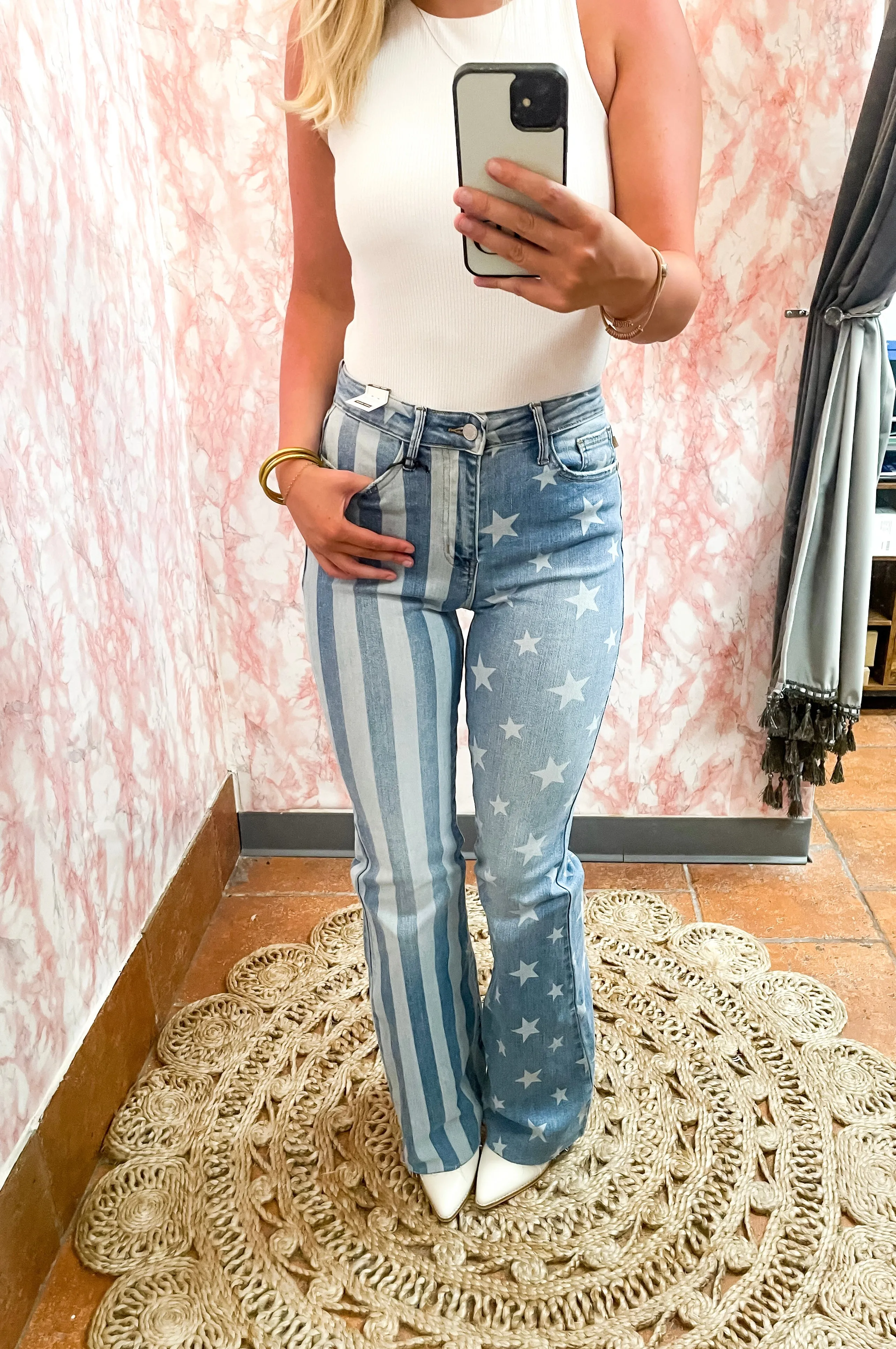 Stars & Stripes Bleach Flare Jeans