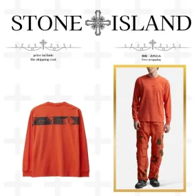 STONE ISLAND  |Crew Neck Long Sleeves Plain Cotton Long Sleeve T-shirt Logo