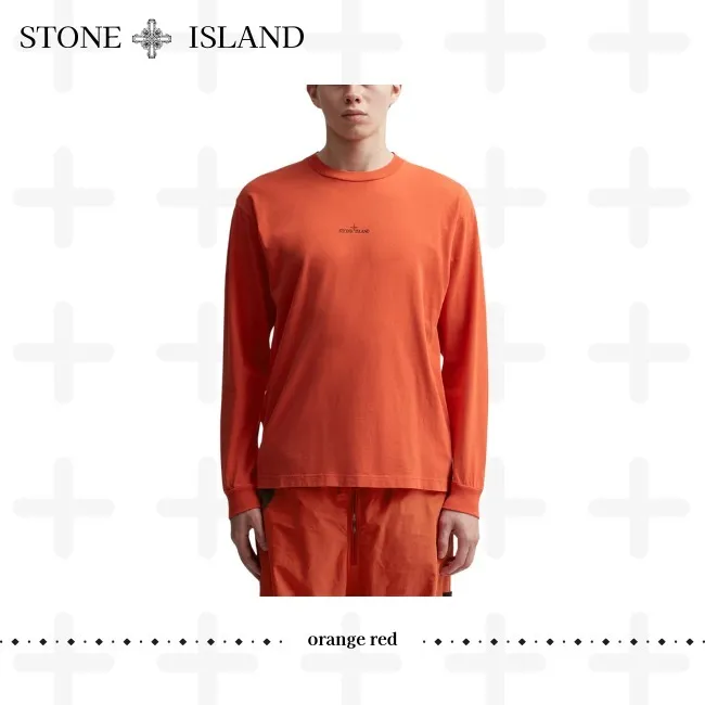 STONE ISLAND  |Crew Neck Long Sleeves Plain Cotton Long Sleeve T-shirt Logo