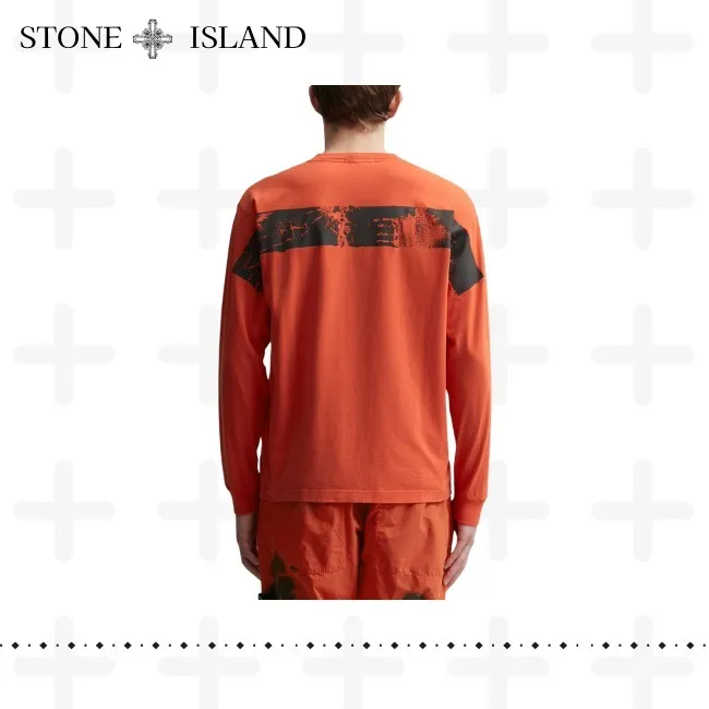 STONE ISLAND  |Crew Neck Long Sleeves Plain Cotton Long Sleeve T-shirt Logo