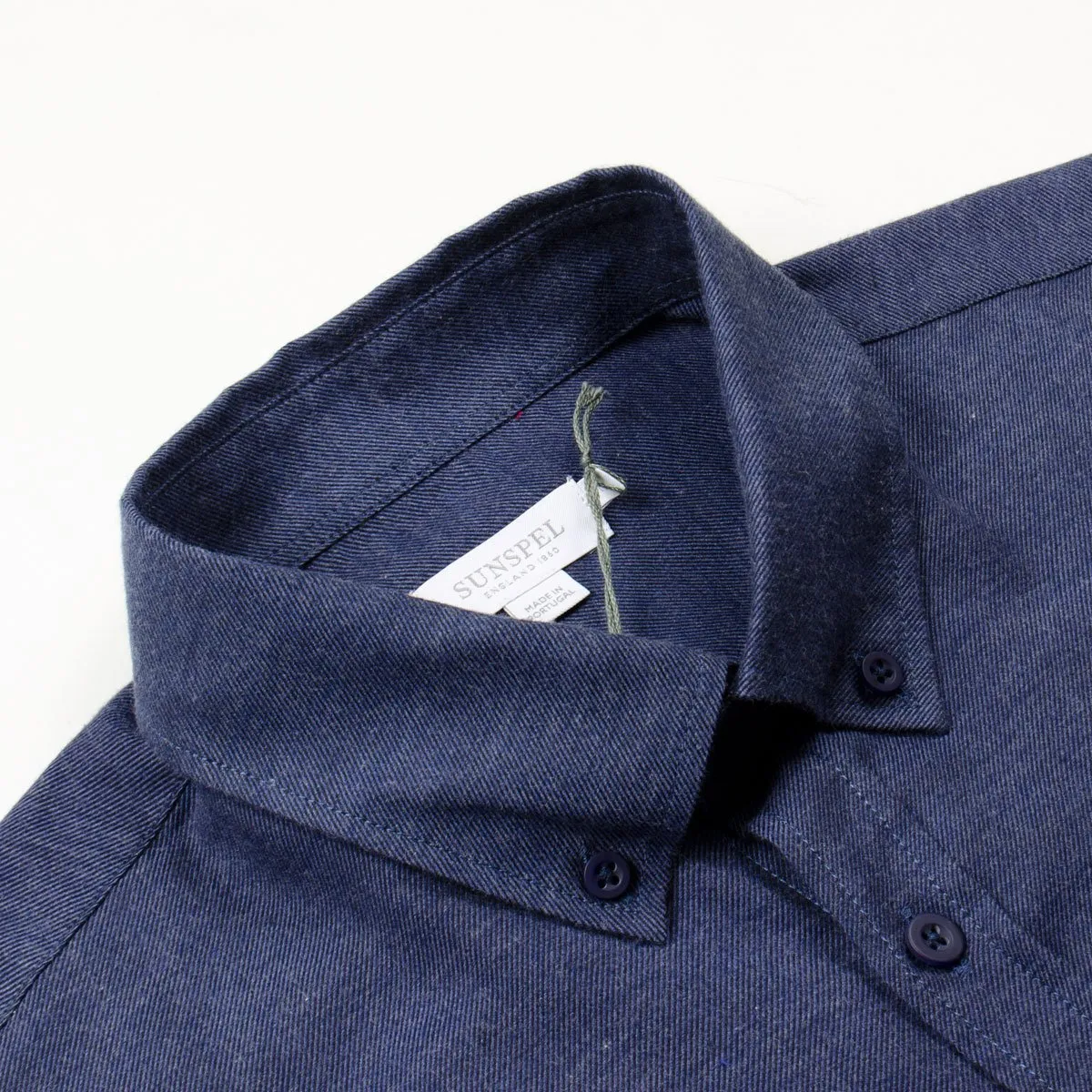 Sunspel - Button-down Flannel Shirt - Navy Melange