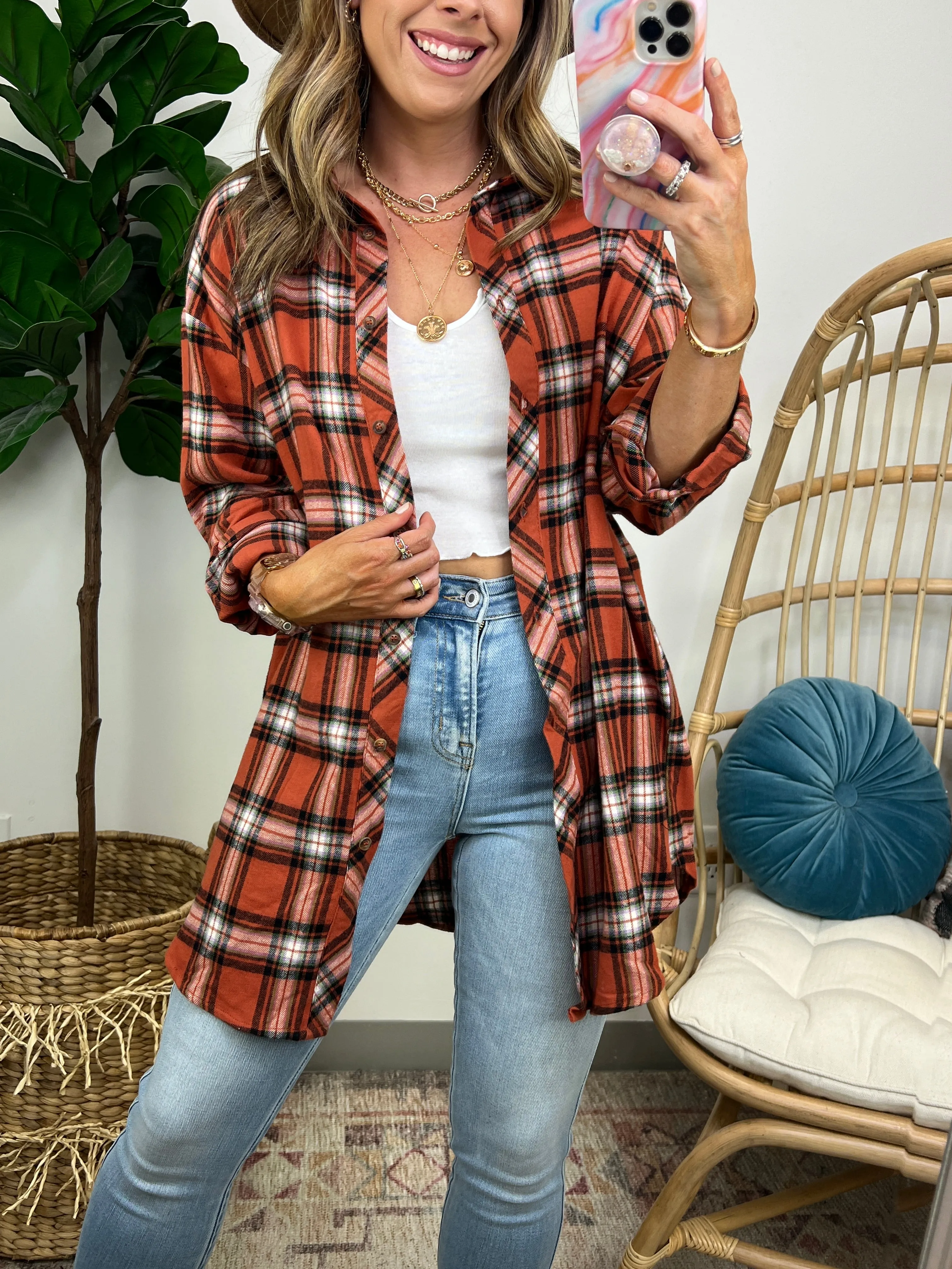 Tenya Oversized Plaid Button Down - FINAL SALE