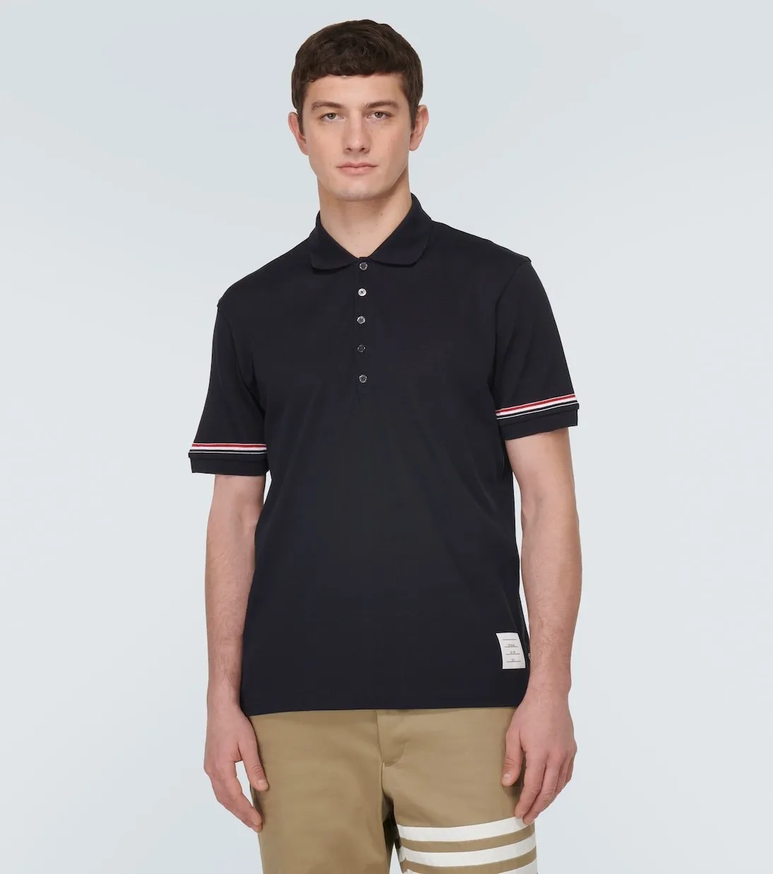 THOM BROWNE  |Pullovers Stripes Plain Cotton Short Sleeves Logo Designers