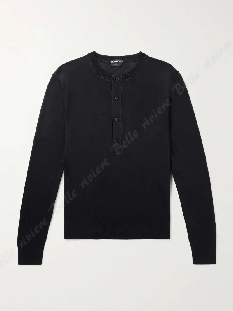 TOM FORD  |Silk Long Sleeves Plain Long Sleeve T-shirt Designers