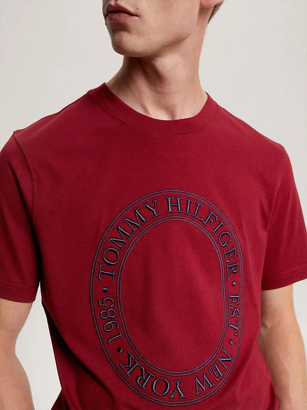 Tommy Hilfiger Mw33042 Msw Embroidery Roundel Tee Burgandy