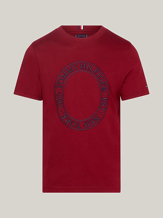 Tommy Hilfiger Mw33042 Msw Embroidery Roundel Tee Burgandy