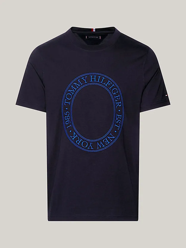 Tommy Hilfiger Mw33042 Msw Embroidery Roundel Tee Navy