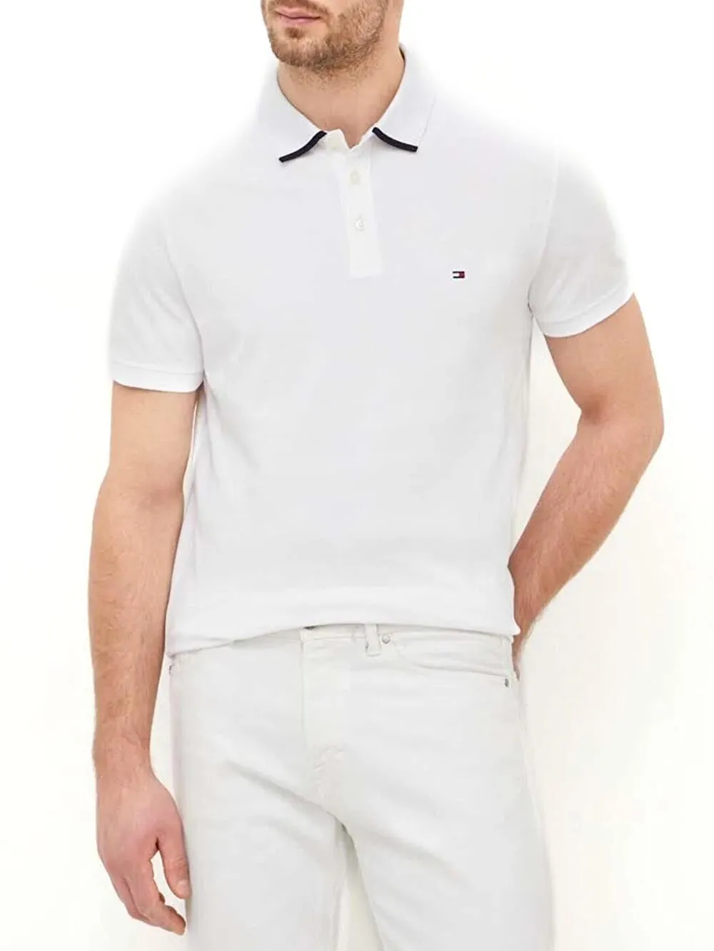 Tommy Hilfiger Polo Uomo Mw0mw34754 Bianco