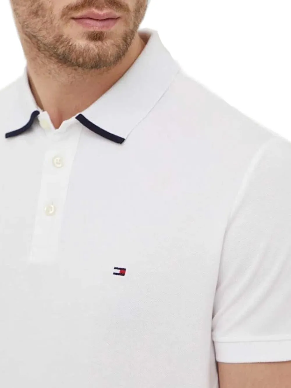 Tommy Hilfiger Polo Uomo Mw0mw34754 Bianco