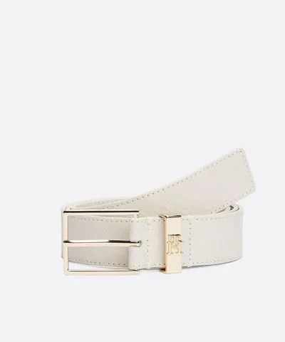 Tommy Hilfiger Women's Monogram Square Buckle Leather Belt