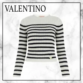 VALENTINO  |Stripes Casual Style Long Sleeves Elegant Style