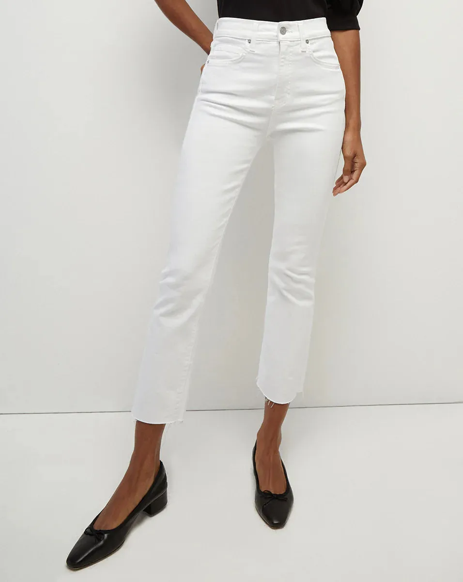 Veronica Beard Carly Kick Flare Raw Hem in White