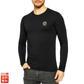 VERSACE  |Crew Neck Long Sleeves Cotton Long Sleeve T-shirt Logo