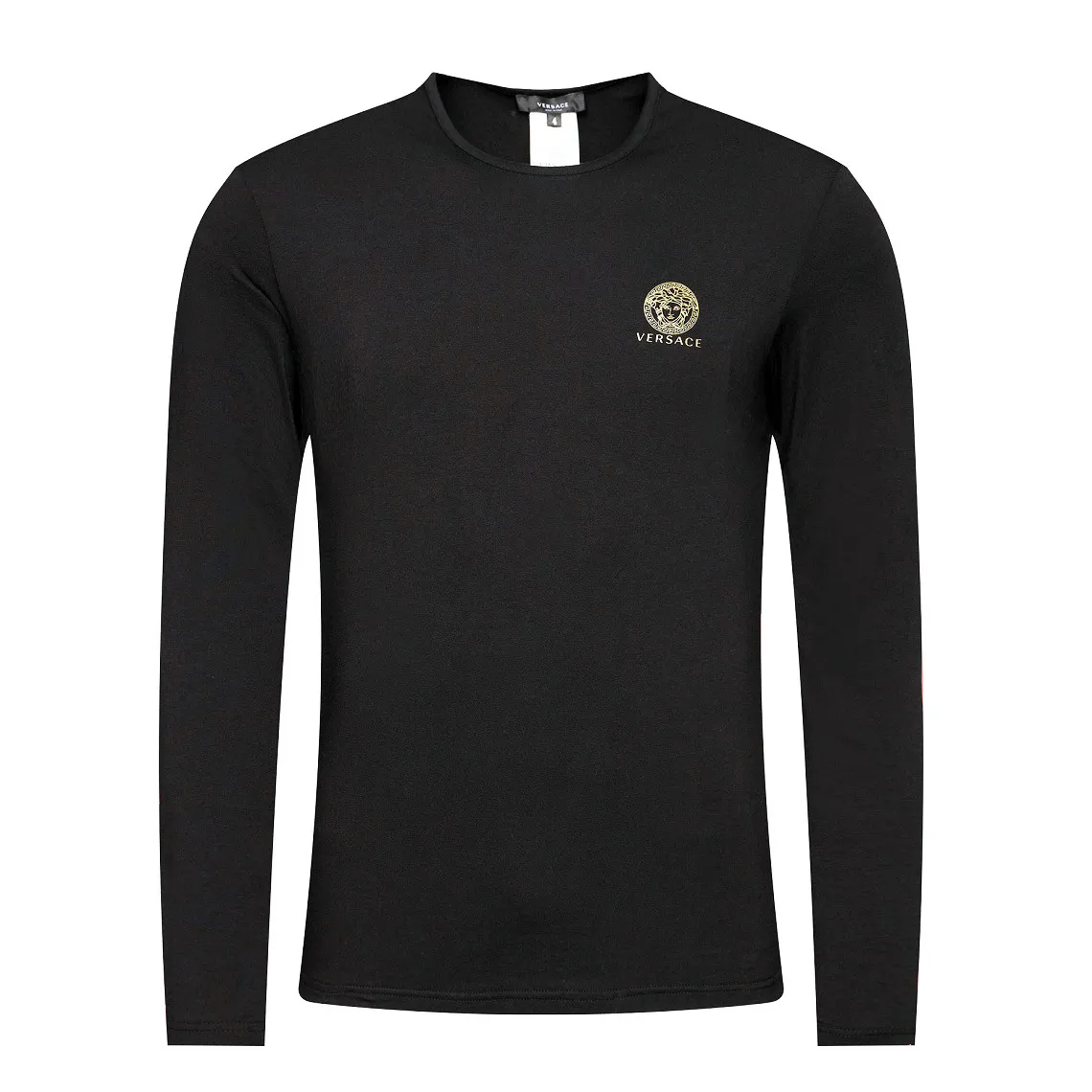 VERSACE  |Crew Neck Long Sleeves Cotton Long Sleeve T-shirt Logo