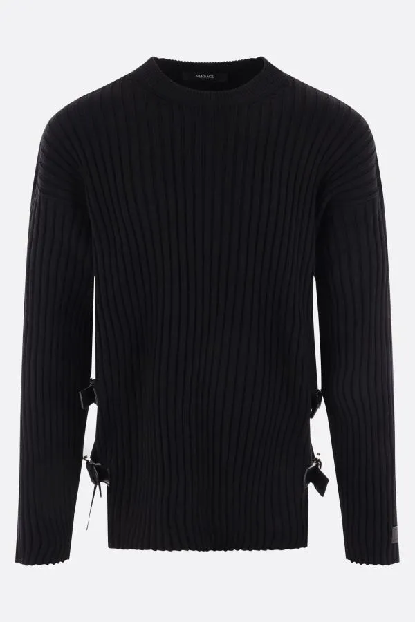 VERSACE  |Crew Neck Pullovers Wool Long Sleeves Plain Luxury Outlet