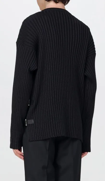 VERSACE  |Crew Neck Wool Long Sleeves Plain Leather