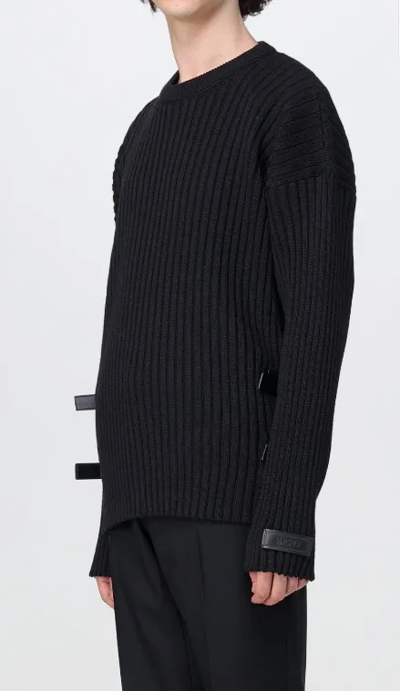 VERSACE  |Crew Neck Wool Long Sleeves Plain Leather